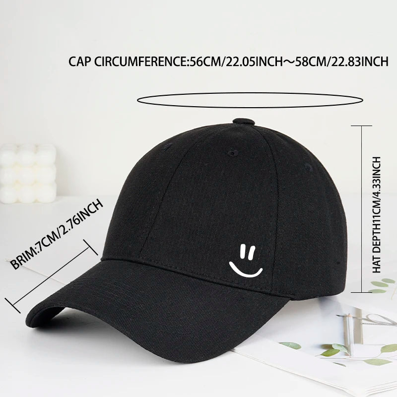 Women's Basic Smiley Graphic Baseball Cap Adjustable Casual Hat for Daily Travel Weekend Gathering Vacation Party