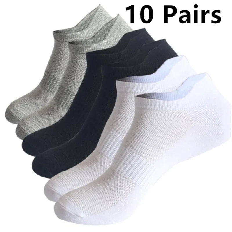 1-10 Pair Ankle Socks Womens and Mens Couple Student Cotton Ear New Plus Size Mesh Athletic Sports Running Solid Color Boat Sock