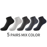 5 Pairs Men Bamboo Fiber Crew Socks Man High Quality Summer Winter Business Breathable Black Male Dress Ankle Socks Man