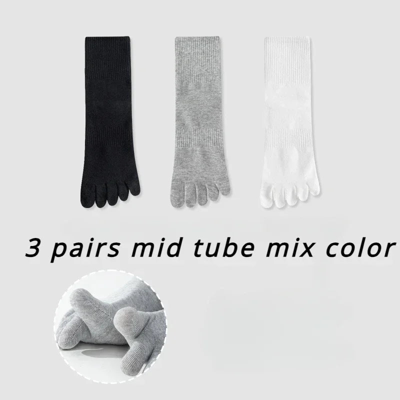 3 Pairs High Quality Cotton Toe Socks Men Five Finger Socks Men Anti-slip Crew Ankle Socks with Separate Fingers Men Comfortable
