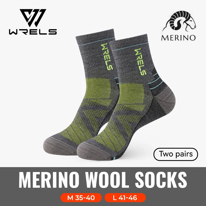 WRELS 1/2/3pairs Merino Wool Socks Thermal Warm Winter High Elastic Thick Hiking Socks Moisture Absorption Wool Sports Socks