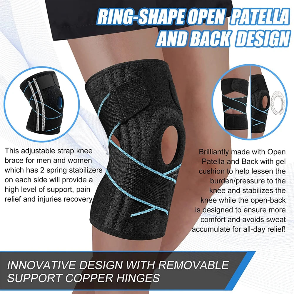 Knee Brace with Side Stabilizers for Meniscus Tear Knee Pain ACL MCL Injury Recovery Adjustable Knee Support for Men and Women