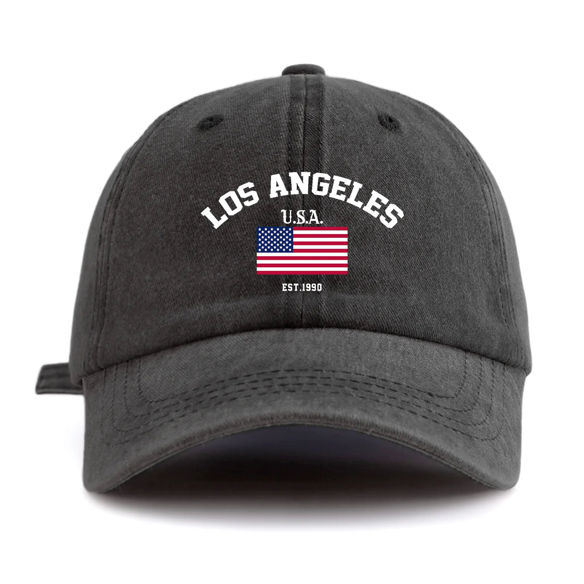 1pc LOS ANGELES Print Washed Baseball Cap for Adults,Minimalist Retro Style Casual Soft Adjustable Dad Hat,Perfect As Gift