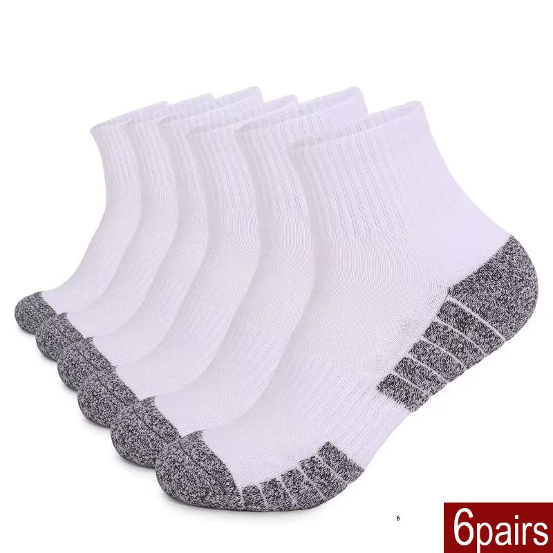 6 Pairs Outdoor Sports Socks Thickened Towel Bottomed Hiking Socks Sweat-Absorbing Short Tube Sports Running Socks Men Socks