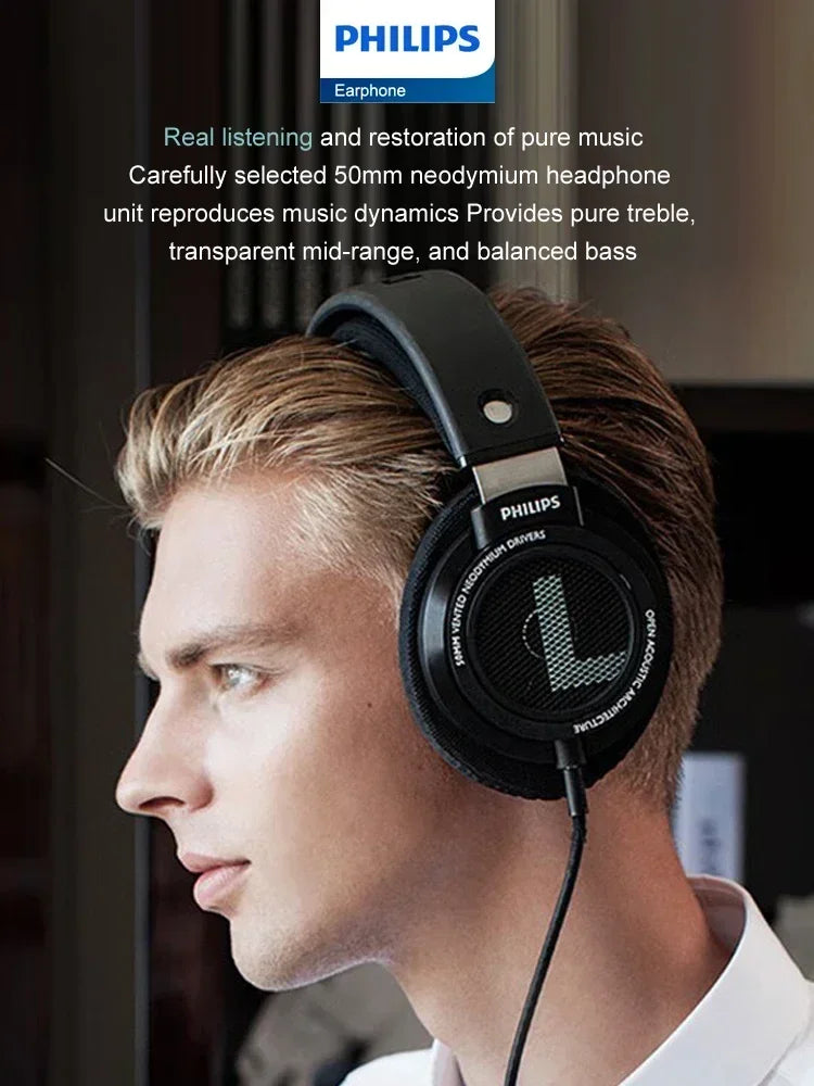 Philips SHP9500 Headphone Professional HiFi Gaming Earphones No Delay Wired for Computer PC Laptop Esports 3.5mm 6.3mm Headset