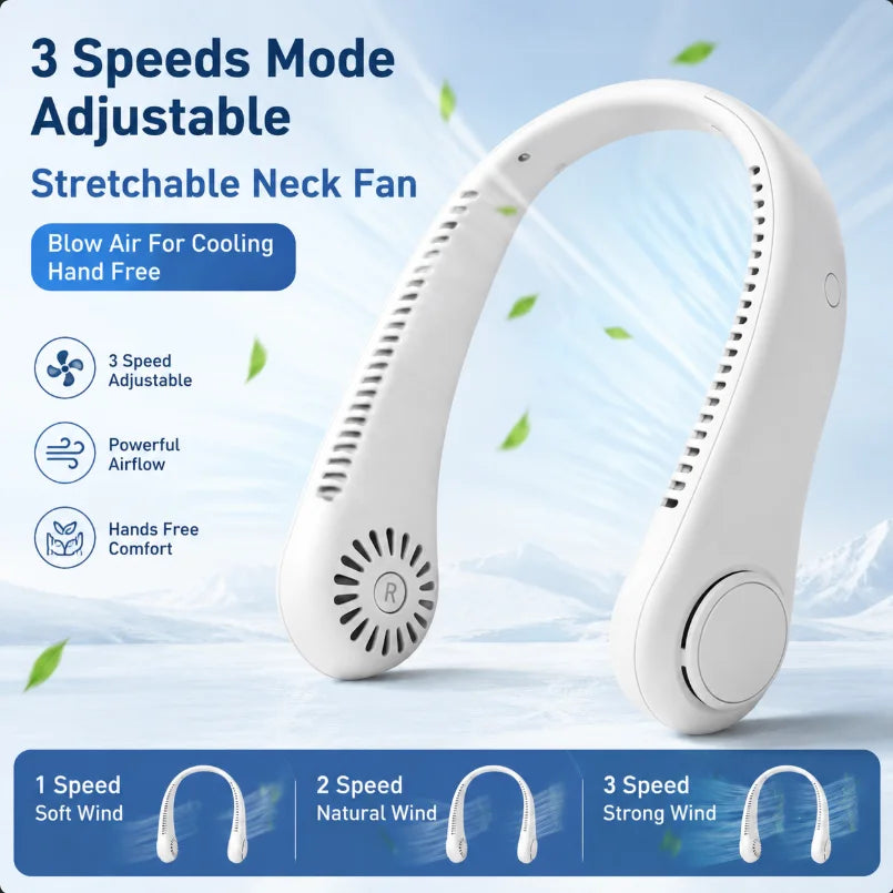 Portable Air Conditioner Neck Fan Personal Air Cooler Hanging 500-1200mAh Wearable Fans Mini USB Rechargeable Summer Travel