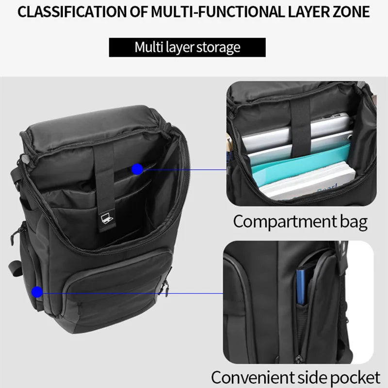 OZUKO Multifunction Men Backpack Large Capacity Waterproof Backpacks 15.6 inch Laptop Backpack Outdoor Travel Business Male Bag
