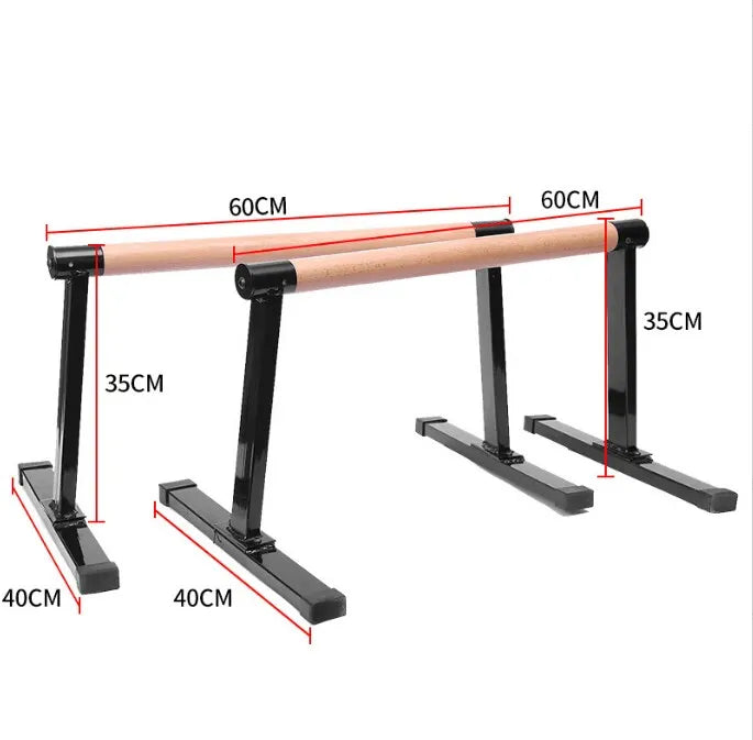 Fitness Parallel Bars Wooden Steel Push Up Handstand Antiskid Bracket Rack Weight Muscle Training Grip Handle Exercise Equipment