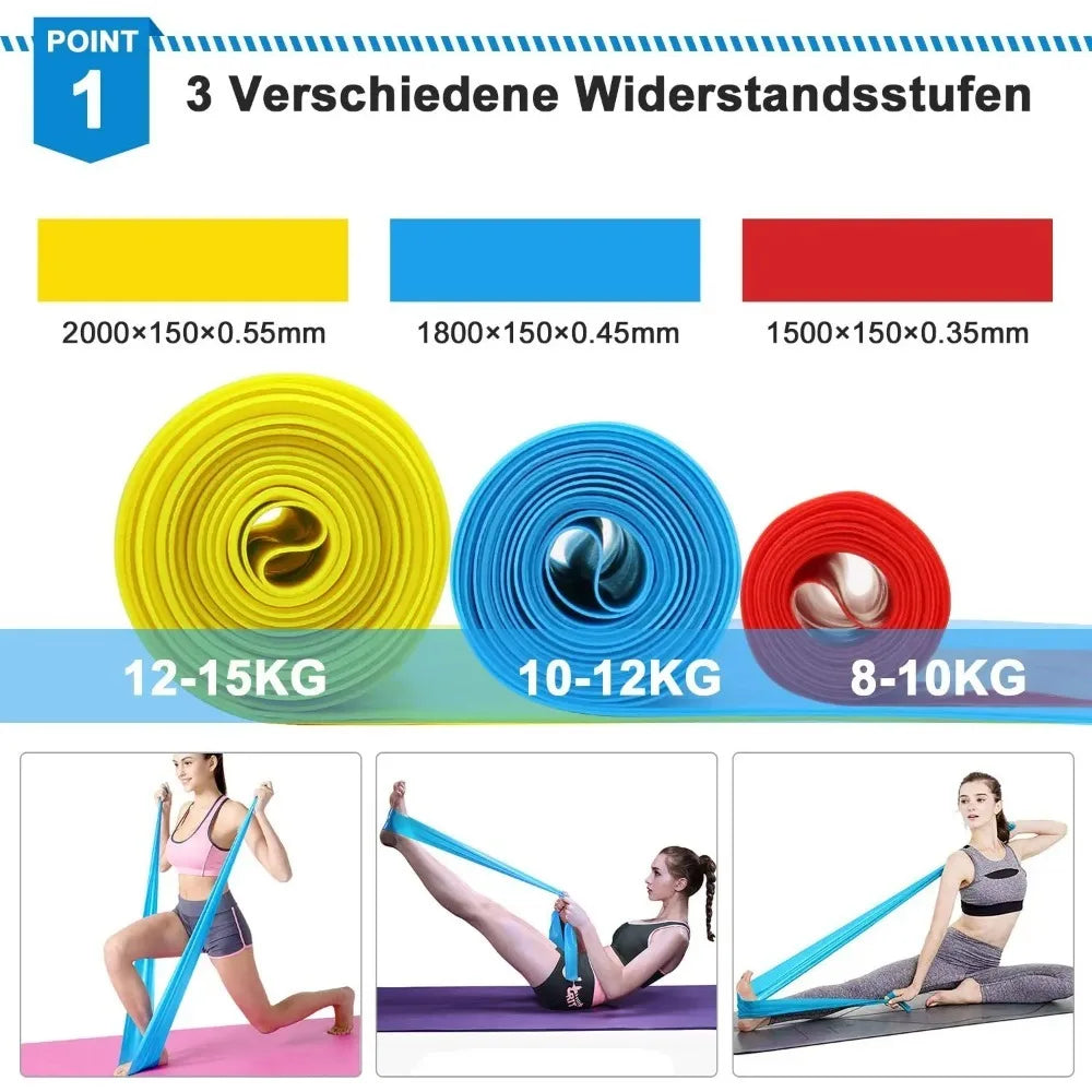 1 Sizes 1.5M 3PCS BandsResistance Bands Elastic Fitness Tapes Yoga Pilates Crossfit Stretching Muscular Work Out Equipment