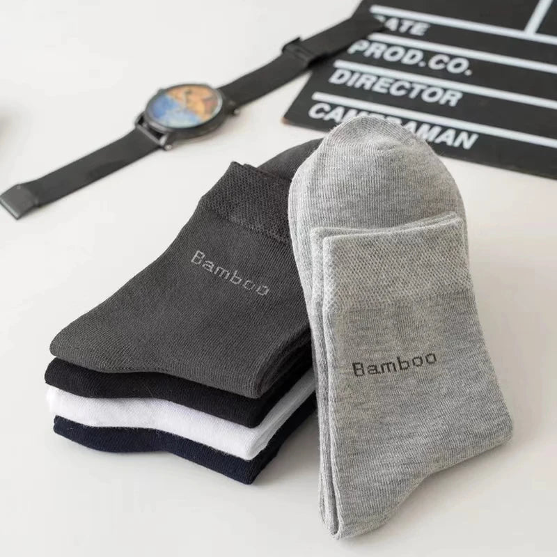 10 Pairs /Lot Bamboo Fiber Socks Men Casual Business Anti-Bacterial Breatheable Men's Crew Socks High Quality Guarantee Socks