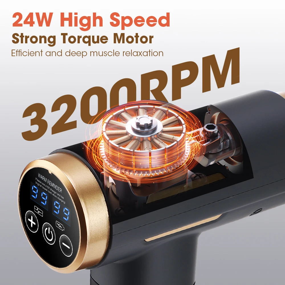 11-IN-1 Electric Massage Gun 99 Level Powerful Fascia Gun High-Frequency Vibration Body Massage Gun Arms Leg Muscle Masajeador