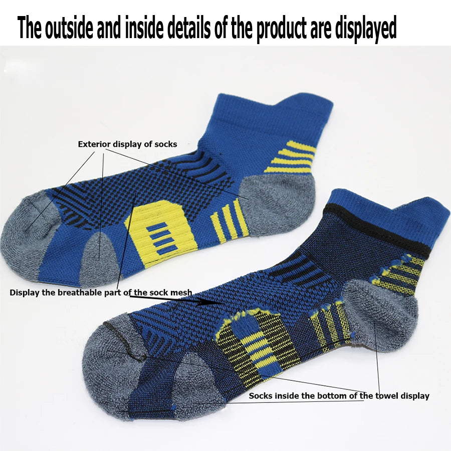 3Pair Professional Fitness Sports Socks Towel Bottom Non-Slip Running Socks Men Women Short Quick-Drying Basketball Training So