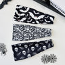 Halloween Headband  Stretchy Wide Sports Hairband Skull Pumpkin Bat Print Head Wrap Halloween Party Cosplay Hair Accessories