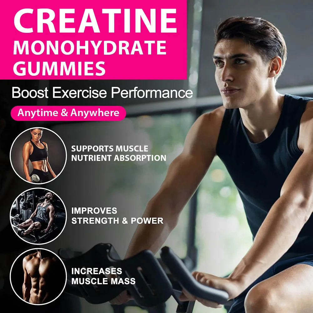 Creatine Monohydrate Gummies - 8000 Mg, Pre/post Workout, Fitness, Strength, Muscle Building Provide Energy Supplements