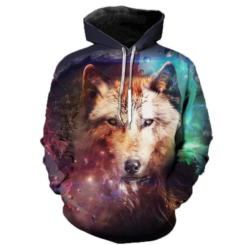 3D Wolf Hoodies Men Hooded Animal Printed Hoodie Sweatshirts Tracksuits Man/women Jackets Funny Hoody