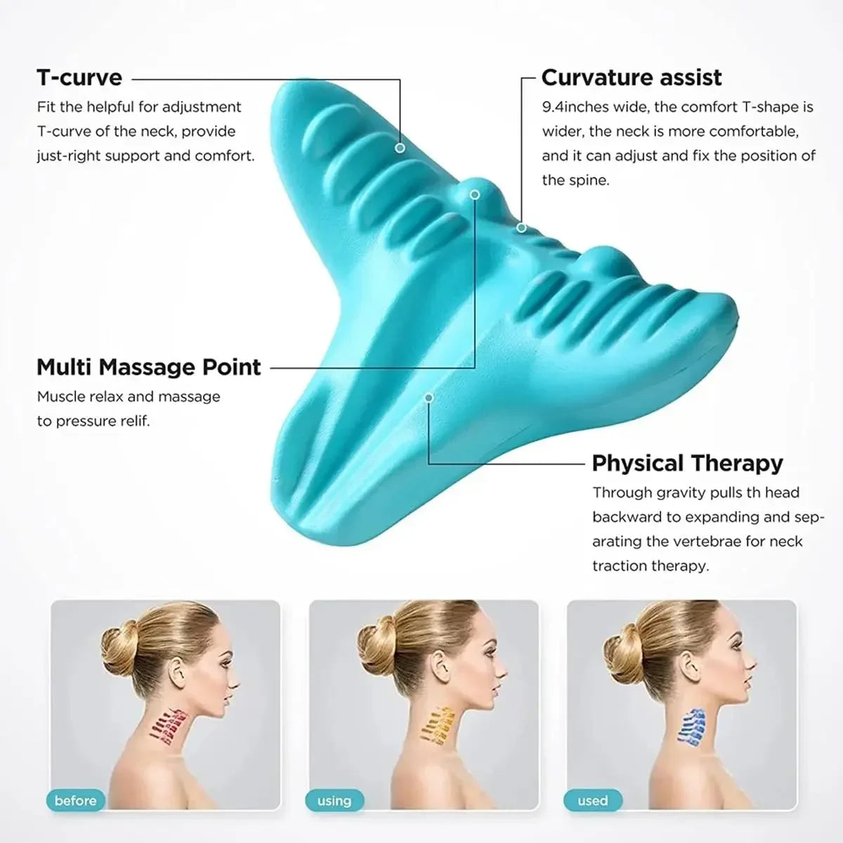 2025 Massageador Neck Shoulder Relaxer Cervical Traction Device Acupressure Back Support Massage Pillow Neck Stretcher Massager