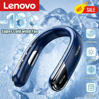 Lenovo 10000mAh Portable Neck Fan Bladeless Silent Fan USB Rechargeable 3 Speeds Mute Wireless Electric Neck Cooler Fan 2026New