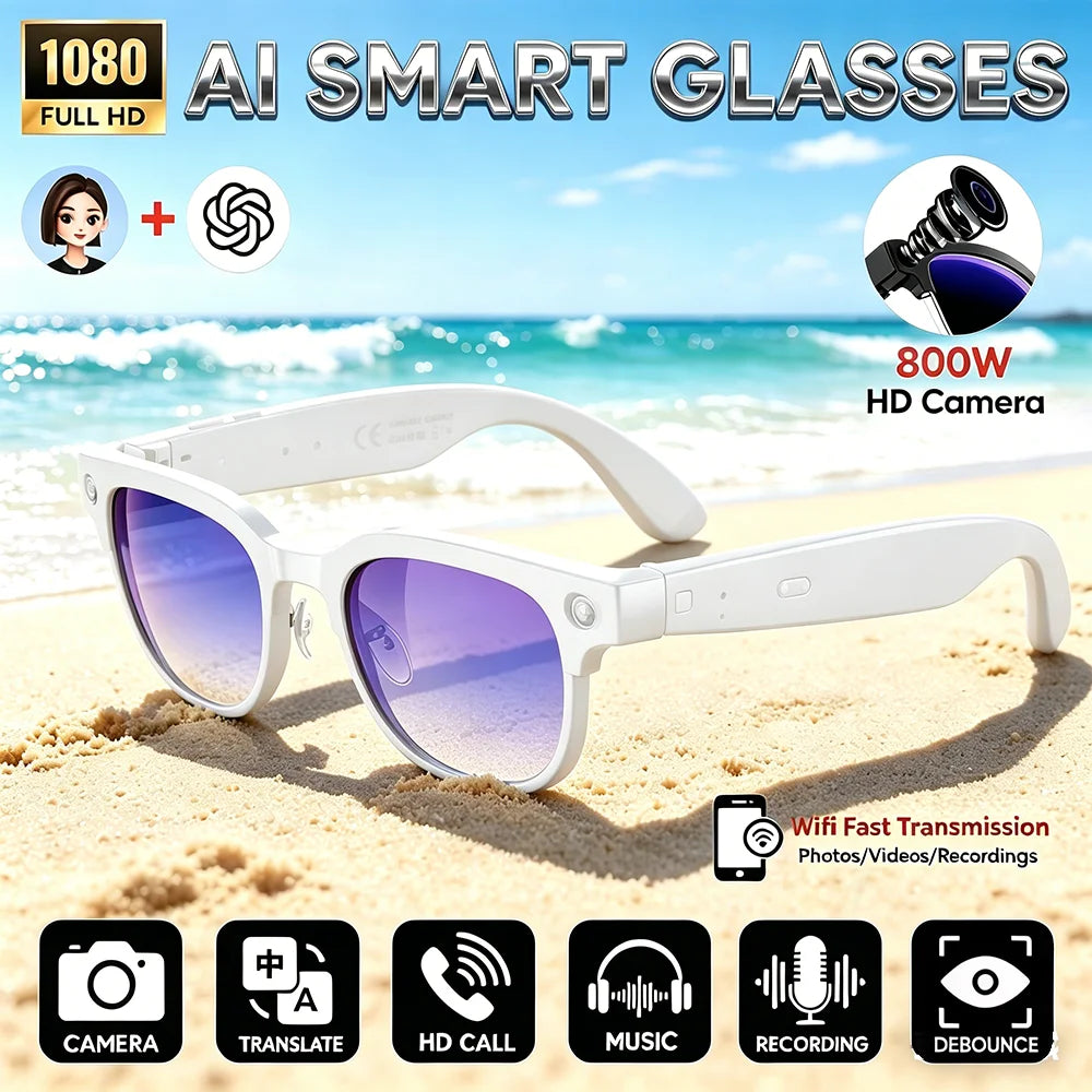 2026 New Upgrade Smart Glasees with Camera Video Recording AI Photo Recognition Bluetooth Call Translation Voice Sunglasses Man