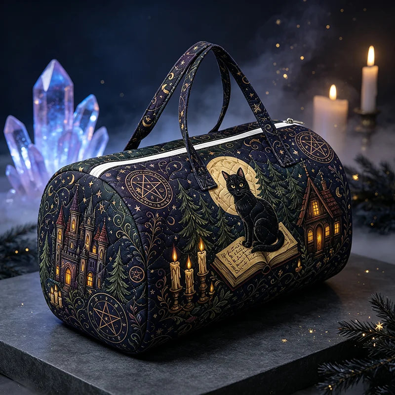Dark Gothic Black Pentagram Witch Travel Totes Women Men Duffle Bags Outdoor Yoga Gym Storage Bags Halloween Travel Bag