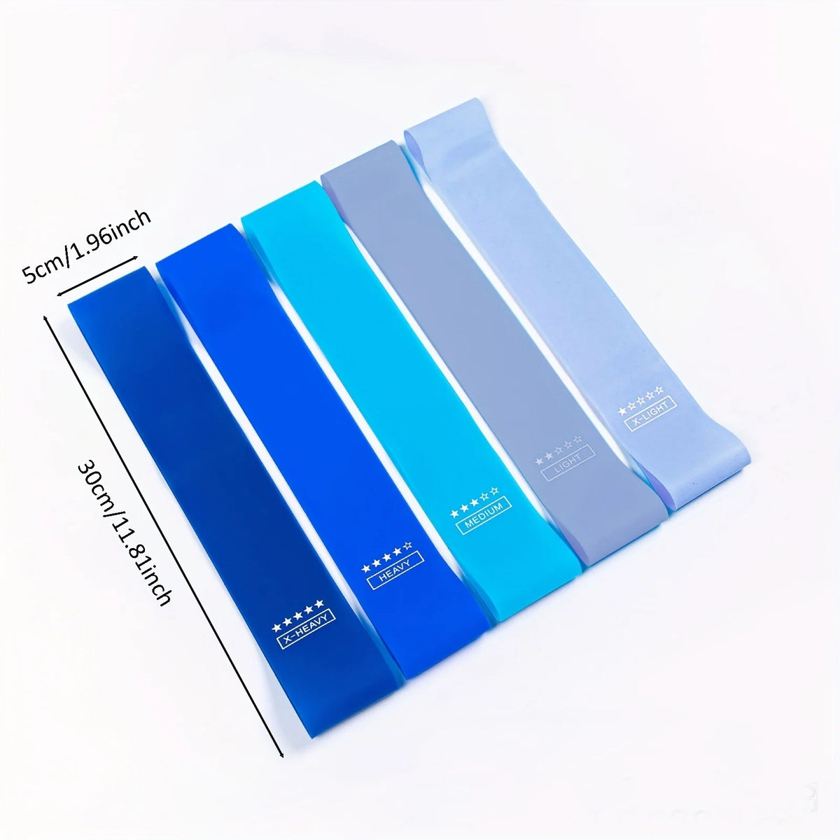 5-Piece Portable Gradient Resistance Band Yoga/Fitness/Pilates Triple Strength Trainer Stackable Colorful Fitness Band Women's S