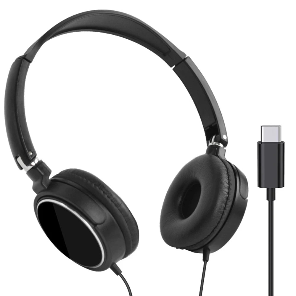 3.5Type-C/MM Wired Headphones Foldable Adjustable Headset Bass Stereo Earphones For Pc Mp3 Mobile Headphones With Noise Cancel