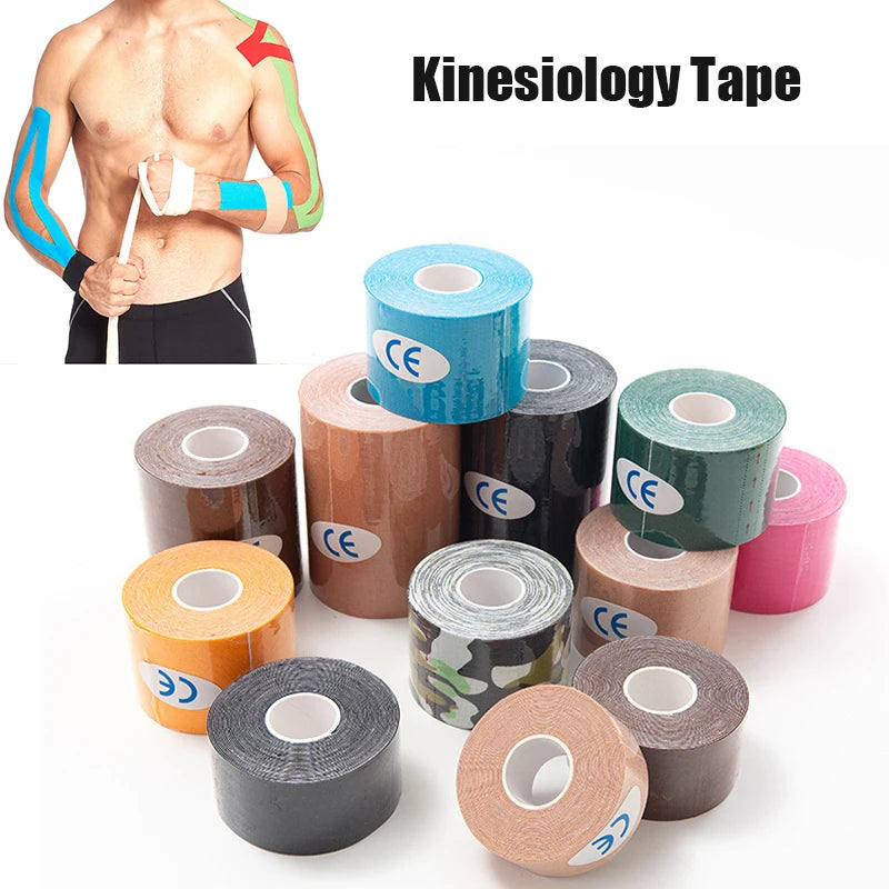 1 Rolls Kinesiology Tape Waterproof Athletic Tape Uncut Kinetic Tape Elastic Muscle Knee Tape for Exercise and Daily Use 3 Size
