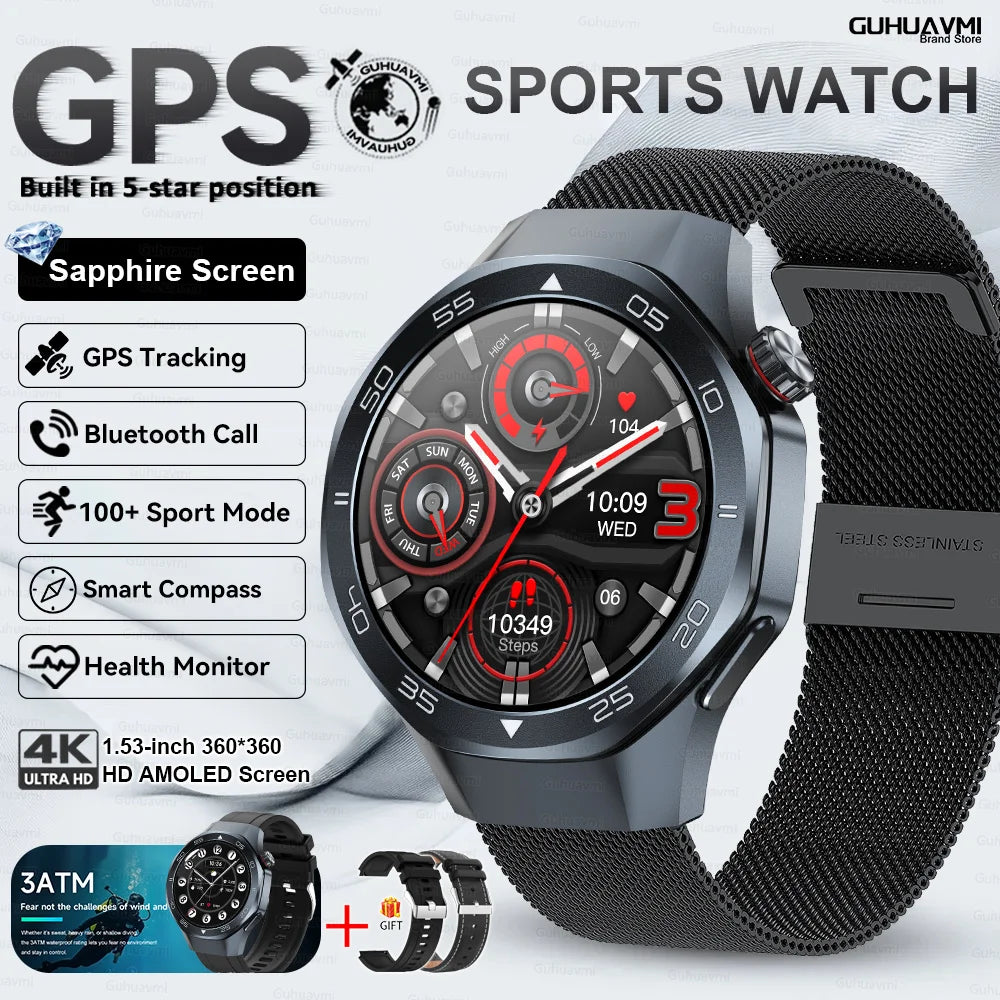 New Watch 6 Pro SmartWatch Built-in GPS Bluetooth Call Heart Rate 3ATM Waterproof  1.53