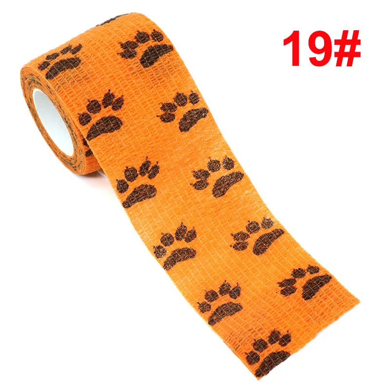 1 Pcs Printed Therapy Elastic Bandage Bands 4.8m Sports Colorful Self Adhesive Wrap Tape for Finger Joint Knee Animal Pet