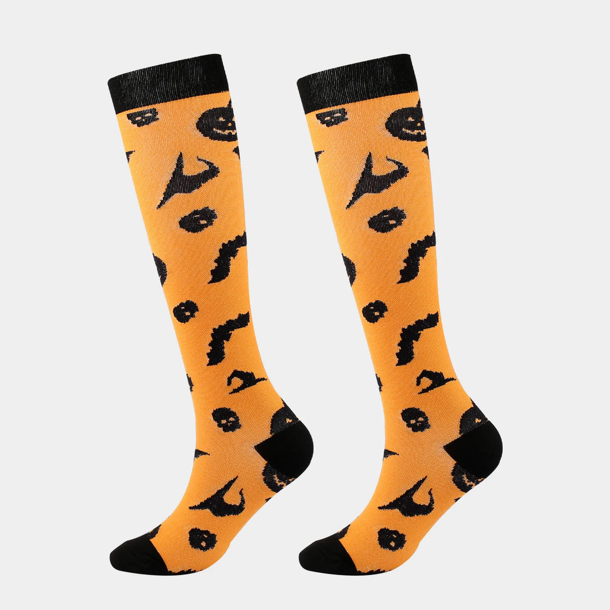 2 Pairs Funny Halloween Unisex Sports Compression Leg Socks Elastic Support Socks for Festival Daily Wear
