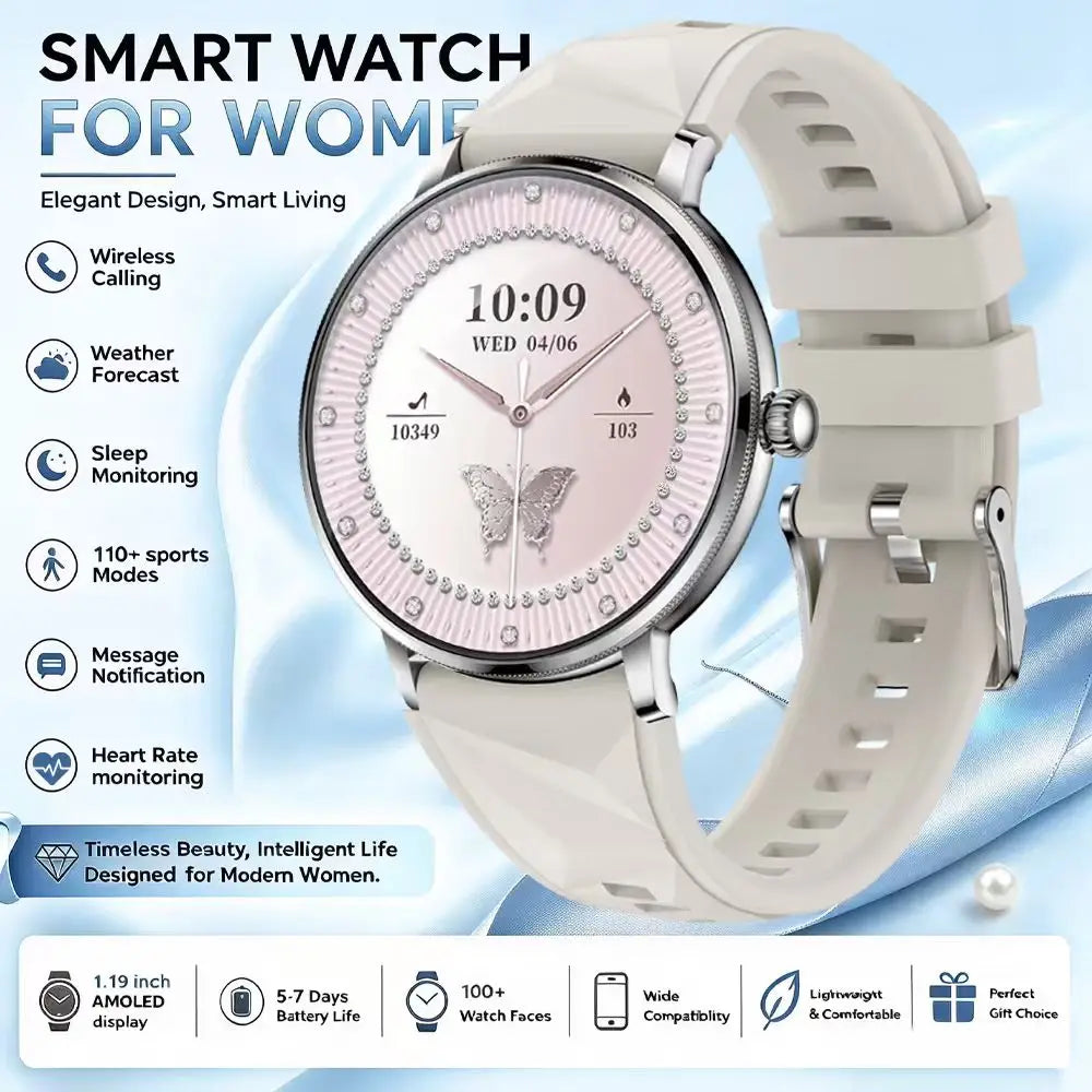 2026 Model of Military-Grade Stylish Smartwatch, 1.19-Inch AMOLED Screen, Heart Rate and Blood Oxygen Monitoring, Bluetooth Call