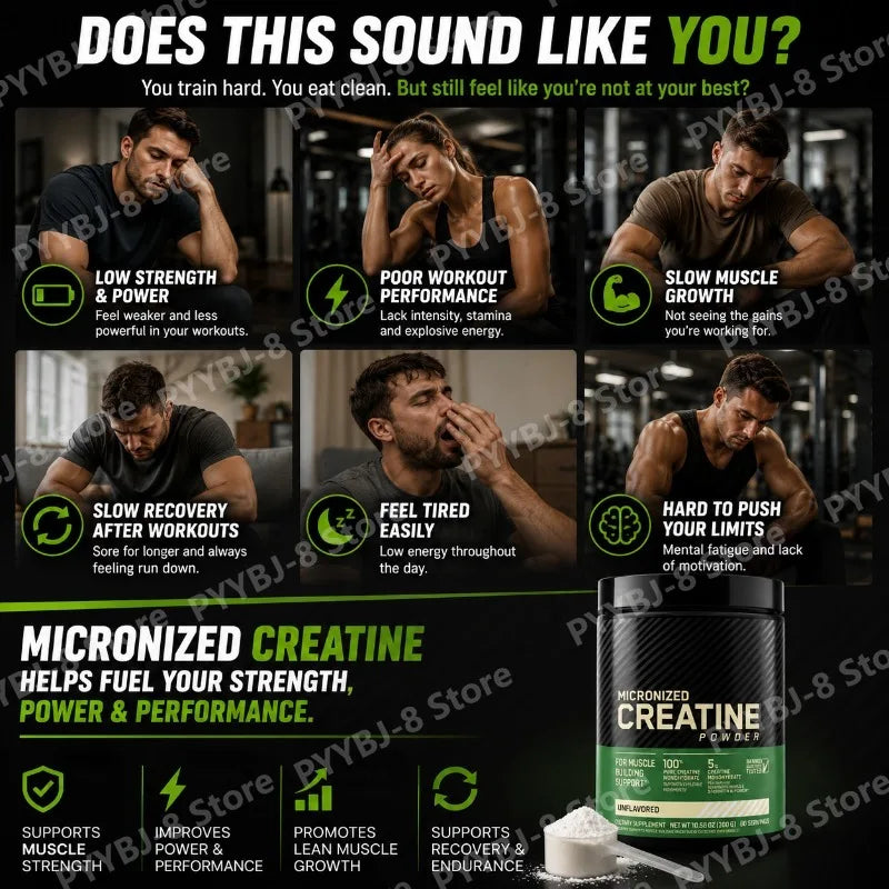 Creatine Monohydrate Powder 300g (60 Servings) Unflavored Support Strength and Muscle Performance Recovery