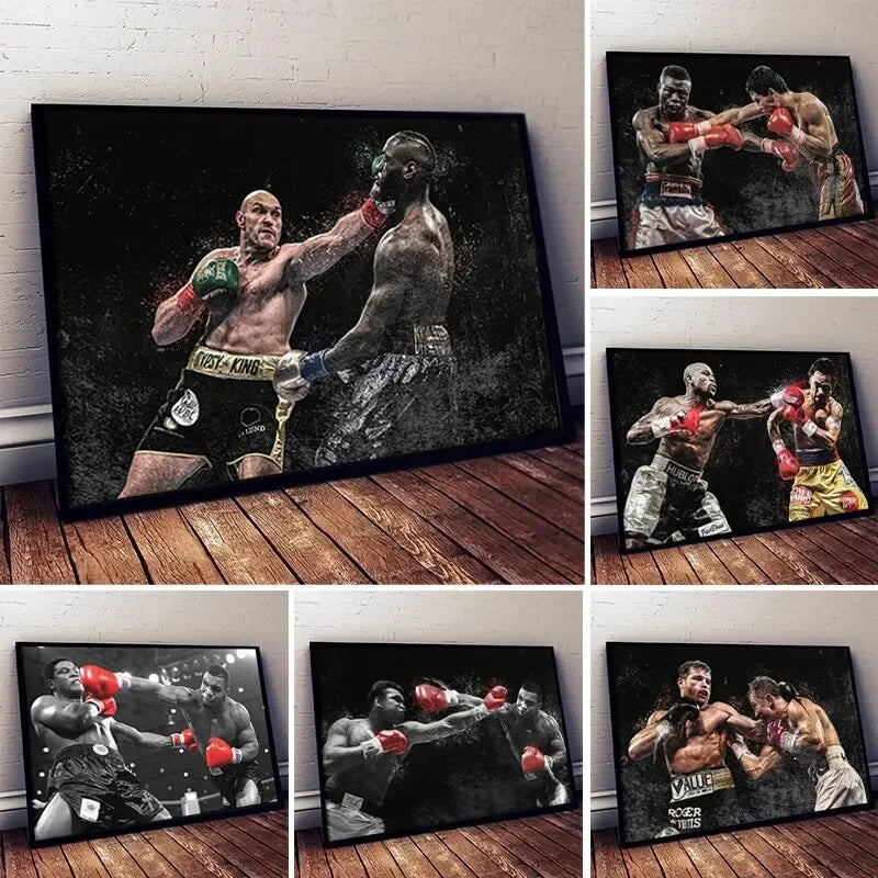 Mike Tyson Vs Muhammad Ali Boxing Wall Art, HD Canvas Print Poster, Suitable for Home, Living Room, Room Decoration