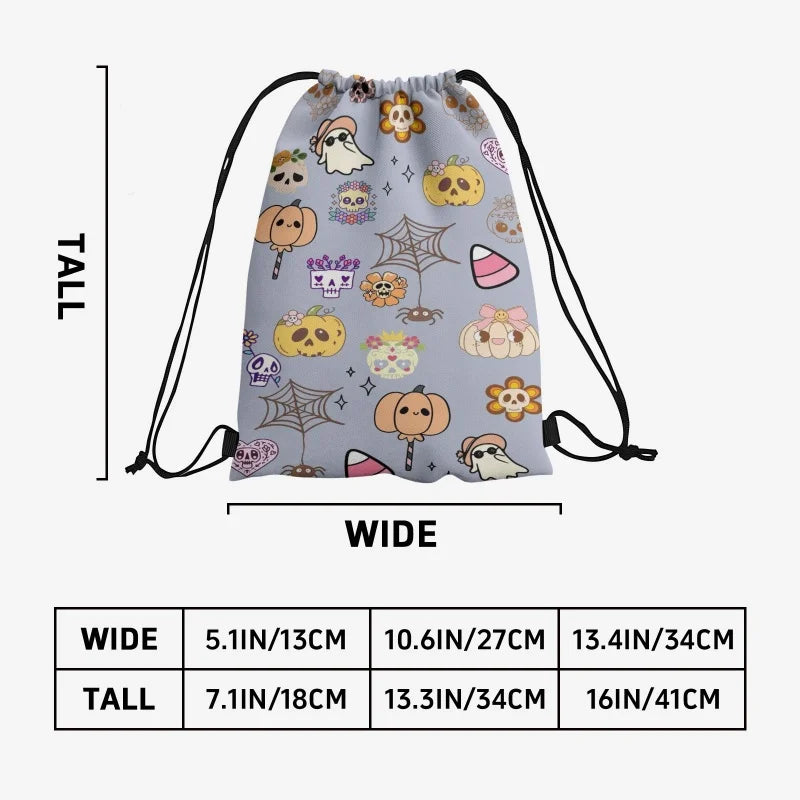 1PC Custom Halloween Drawstring Backpack, Personalized Print Rope Bag, Reusable 3 Sizes for Trick or Treat, Festival Gift