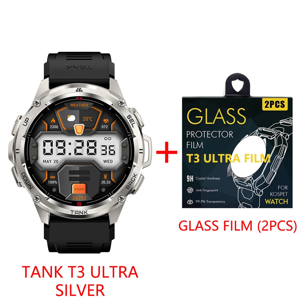 2025 Original KOSPET TANK T3 Ultra GPS Smart Watch for Men Rugged Smartwatch 470mAh Fitness AMOLED Bluetooth Electronic Watches