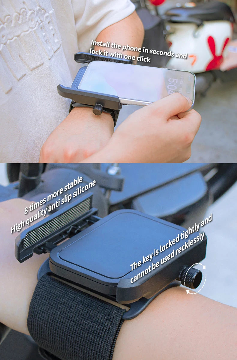 Wristband Phone Holder 360° Rotatable Universal Phone Wrist Strap for Smartphone Bike Cycling Armband for Hiking Biking Walking