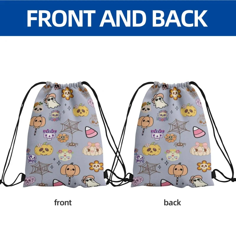 1PC Custom Halloween Drawstring Backpack, Personalized Print Rope Bag, Reusable 3 Sizes for Trick or Treat, Festival Gift
