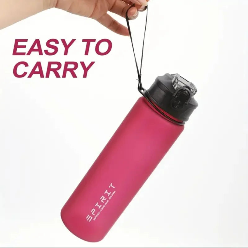 Large Capacity Grinkwell Frosted Sports Water Bottle-Leakproof,BPA-Free PC with Silicone Straw & Carrying Rope