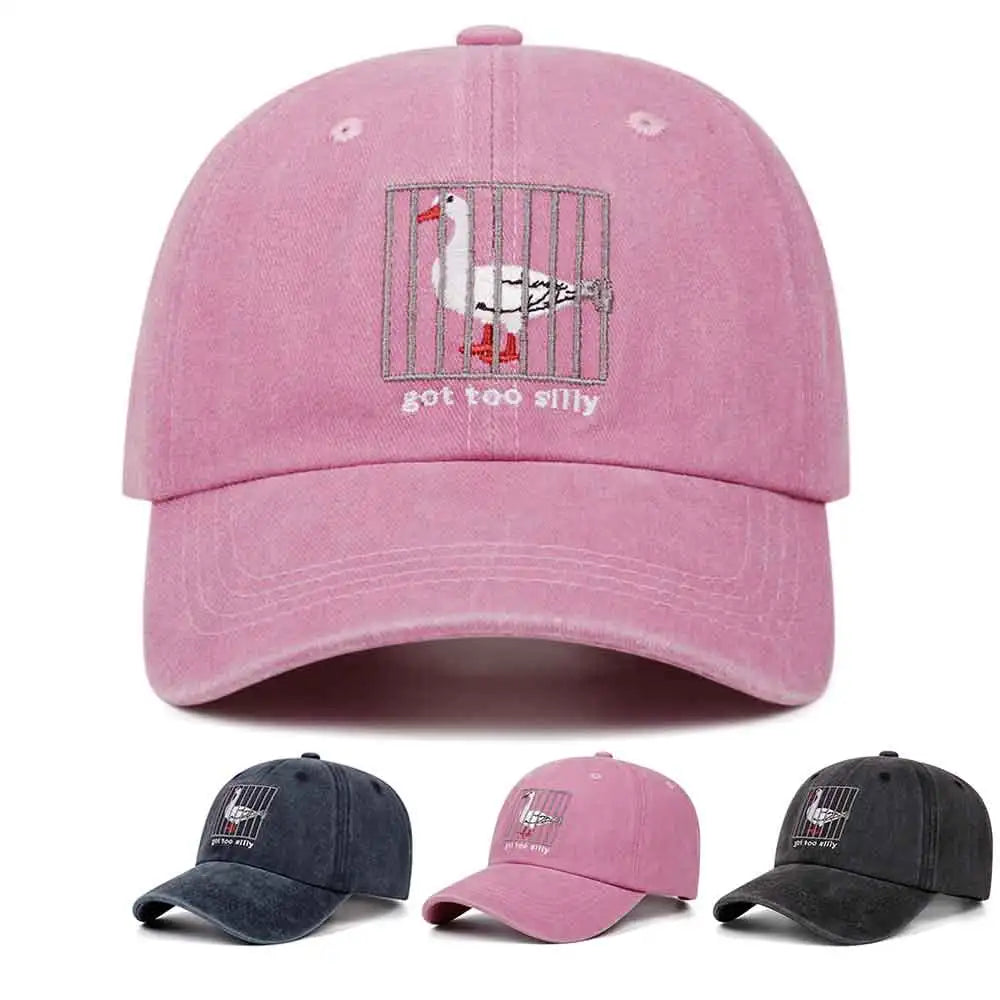 got too silly letter washed embroidered soft top baseball cap women men retro hat fashionable versatile