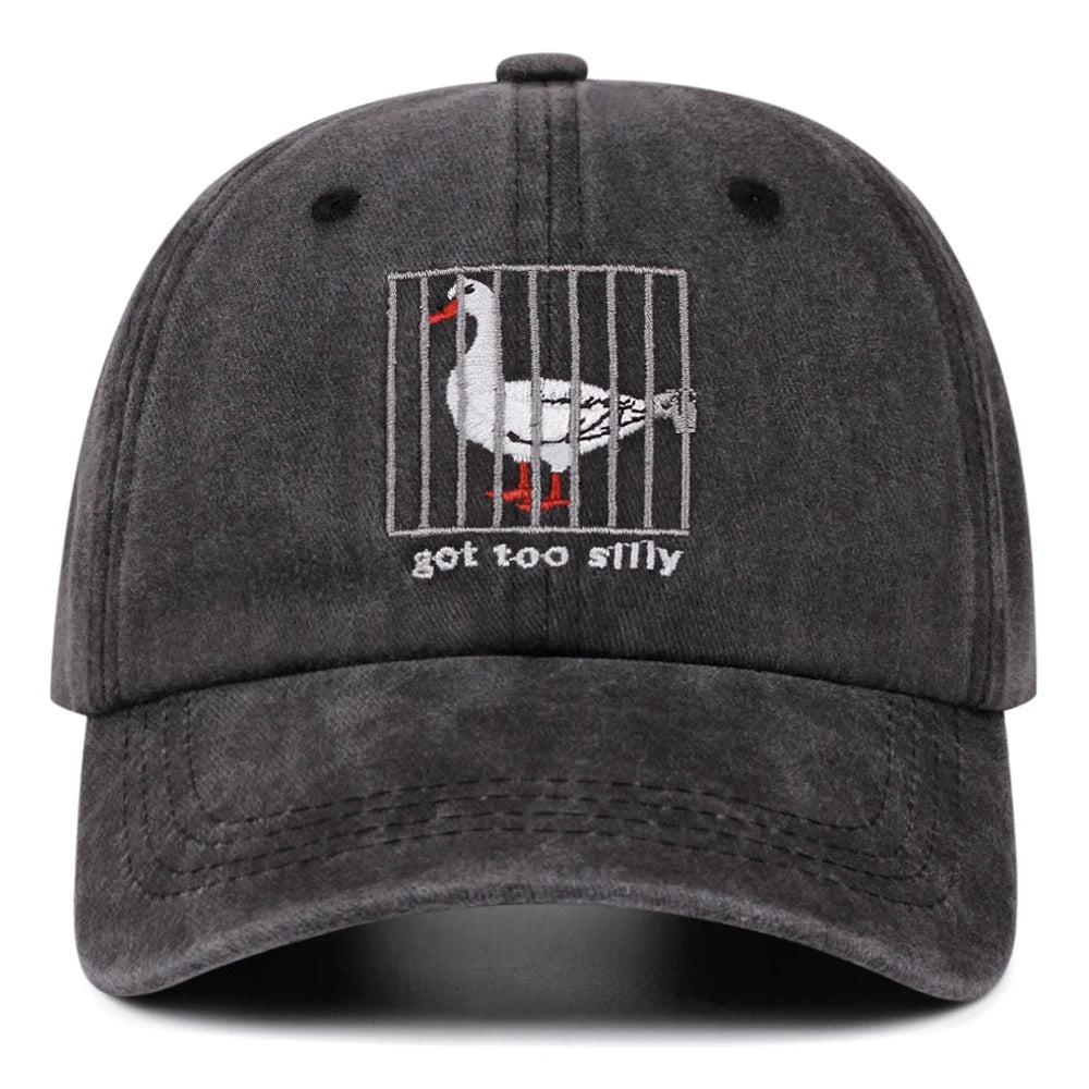 got too silly letter washed embroidered soft top baseball cap women men retro hat fashionable versatile