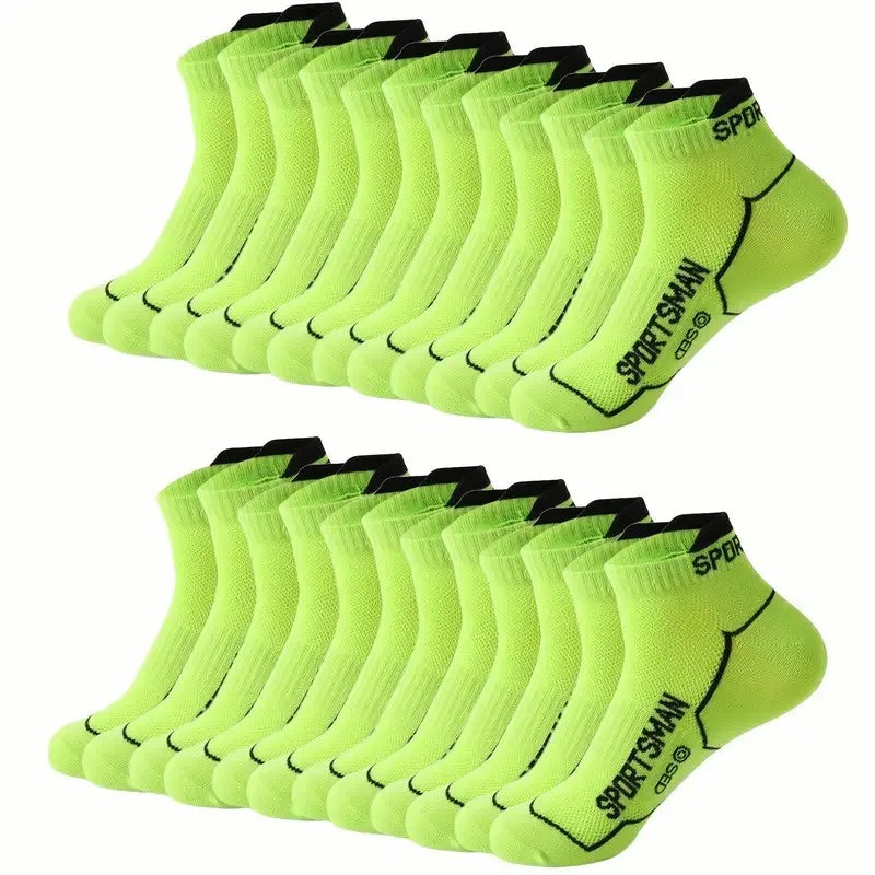 10/12 Pairs High-Quality Knitted Anti Odor Men Sports Socks Summer Sweat Absorbing Mesh Breathable Couple Running Casual Socks