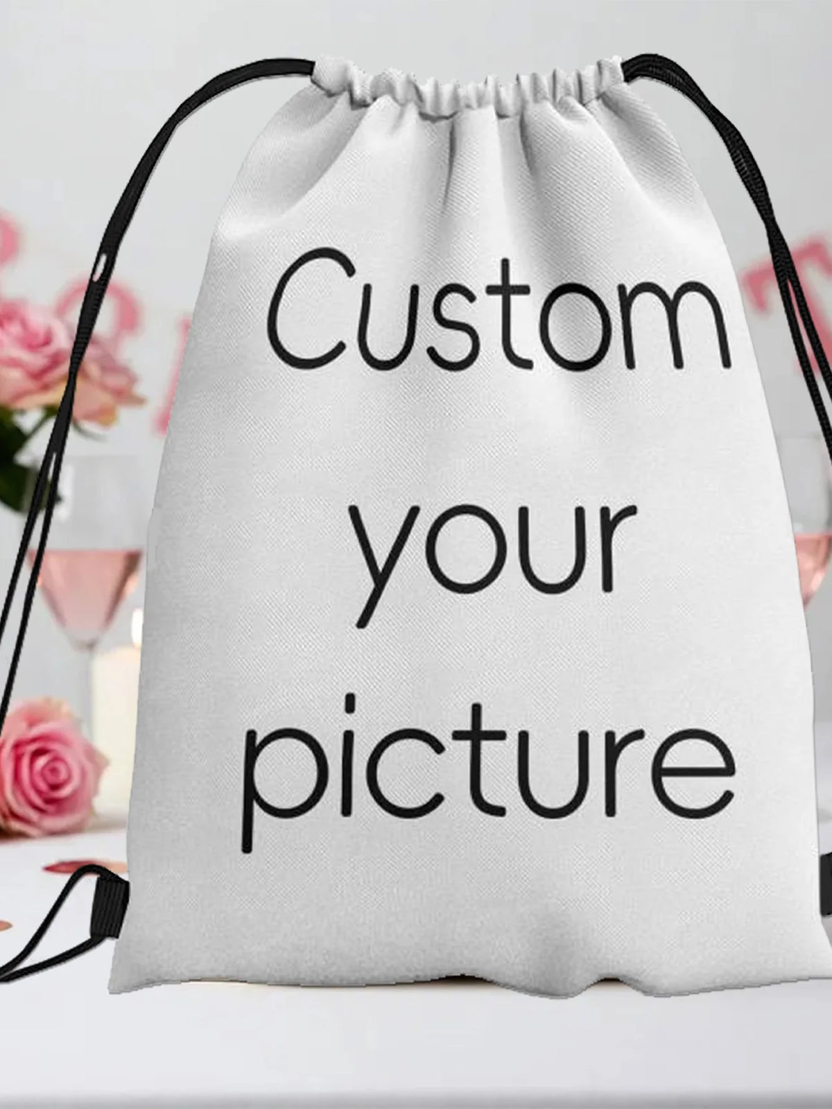 Custom Drawstring Backpack Sports Gym Bag for Women Men Shopping Sackpack, Personalized Photo Drawstring Backpack