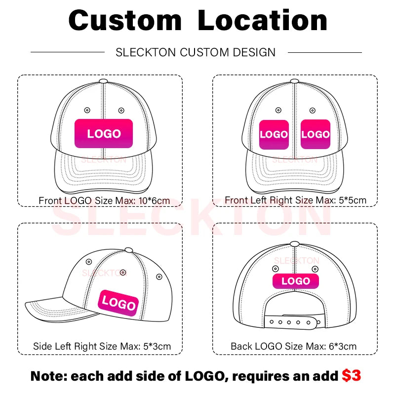 SLECKTON Custom Logo Embroidery Print Baseball Cap for Men and Women Customized Truck Hat Brand Design DIY Nylon Hat