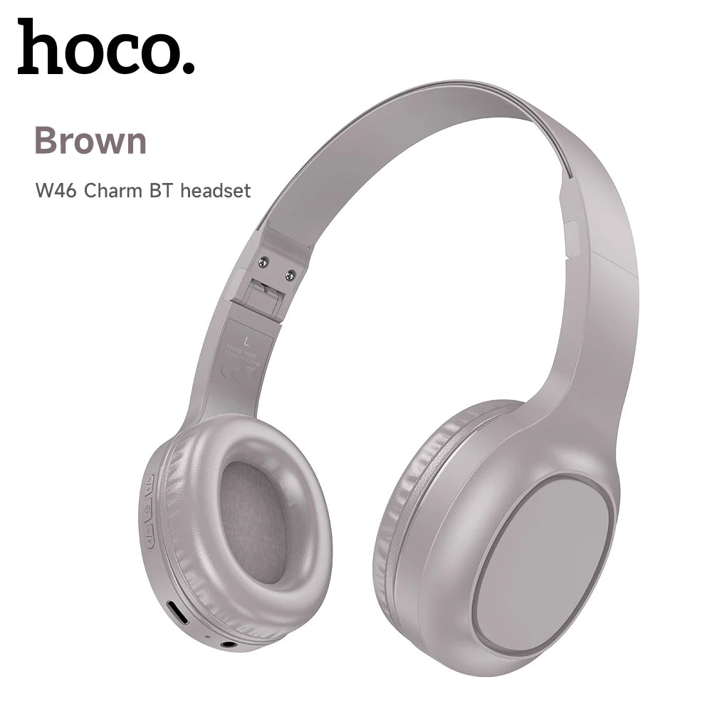 HOCO W46 Wireless Bluetooth Headphone 40MM Speakers Music Earphone For Sports Gaming Foldable Design Portable Over-ear Headset