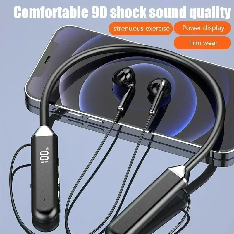 Wireless Neckband Bluetooth Earphones High Sound Quality Stereo Battery Display HD Voice Call Sports Headphones New Product 2025