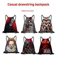 Horror Film I-It P-Pennywise Clown Drawstring Bags Sports Backpack Gym Sackpack Water Resistant String Bag For Cycling
