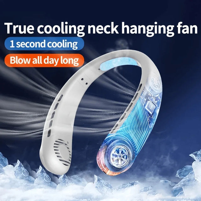 Rechargeable Neck Fan with LED Display, 5-Speed Settings, All-AroundCooling, Portable Travel Fan, Lightweight and Quiet Design