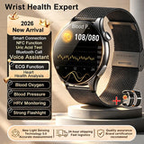 2026 NEW Health Check Smart Watch Man ECG+PPG Blood Oxygen Heart Rate Monitor 1.56" AMOLED Screen Flashlight HD Call Watch NFC