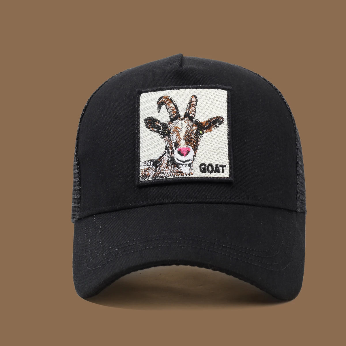 Unisex Trucker Cap with Goat Embroidery & Applique - Ideal for Daily Casual Wear, Sports and Travel
