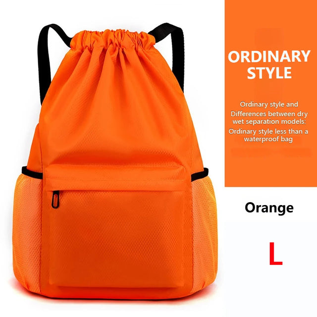 Loogdeel Portable Gym Football Drawstring Bag Quick Drying Large Capacity Oxford Cloth Backpack Solid Color Adjustable Straps