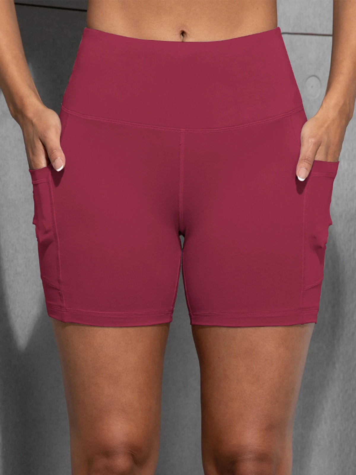 CHRLEISURE Yoga Shorts with Pockets High Waist Butt Lifting Cycling Tight Elastic Slim Running Fitness Women Shorts Sportswear